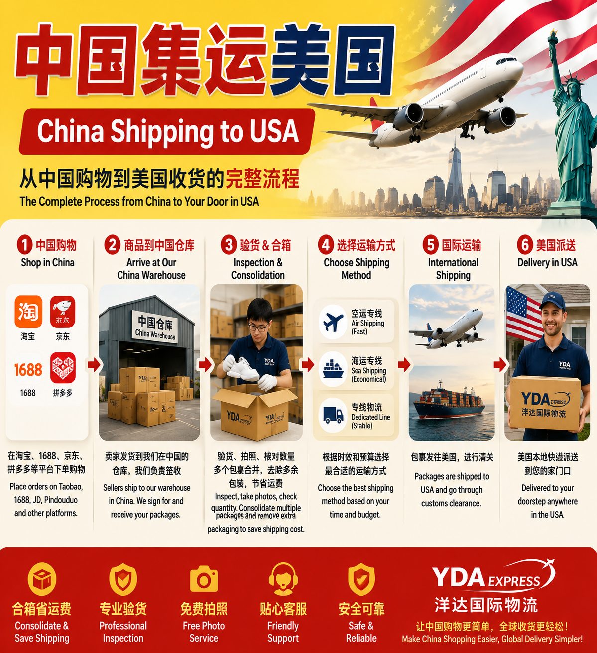 中国集运美国:从中国购物到美国收货的完整流程指南(2026)